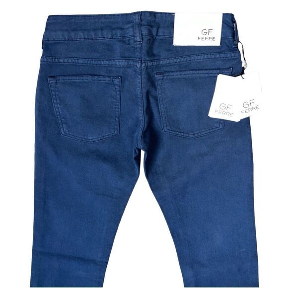 GF Ferré Blue jeans Low Waist Skinny Leg Embroidery Silver Metallic Decor Sz25. - Picture 4 of 10